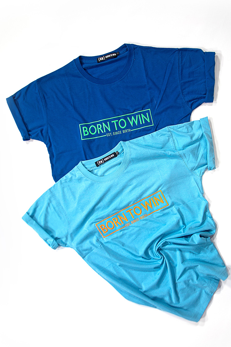 Colorblock Tshirt - Orange on Baby Blue - Image 2